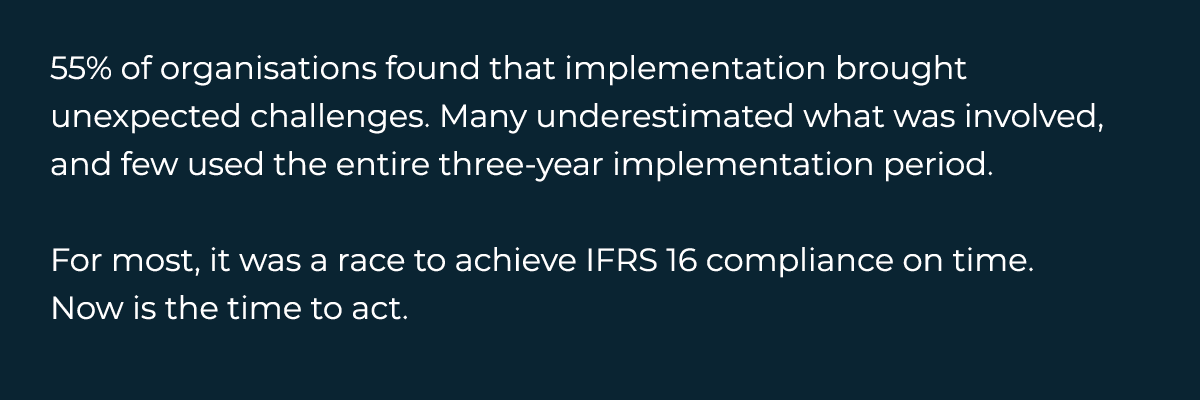  55% of organisations found that implementation brought unexpected challenges  Many underestimated what was involved,   