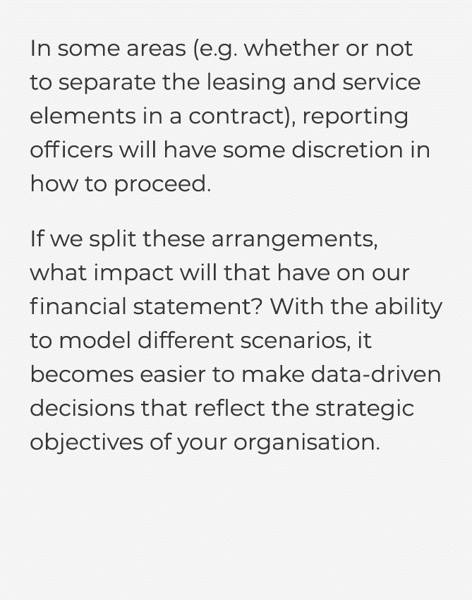  In some areas (e g  whether or not to separate the leasing and service elements in a contract), reporting officers w   