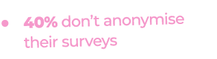 • 40% don’t anonymise their surveys 