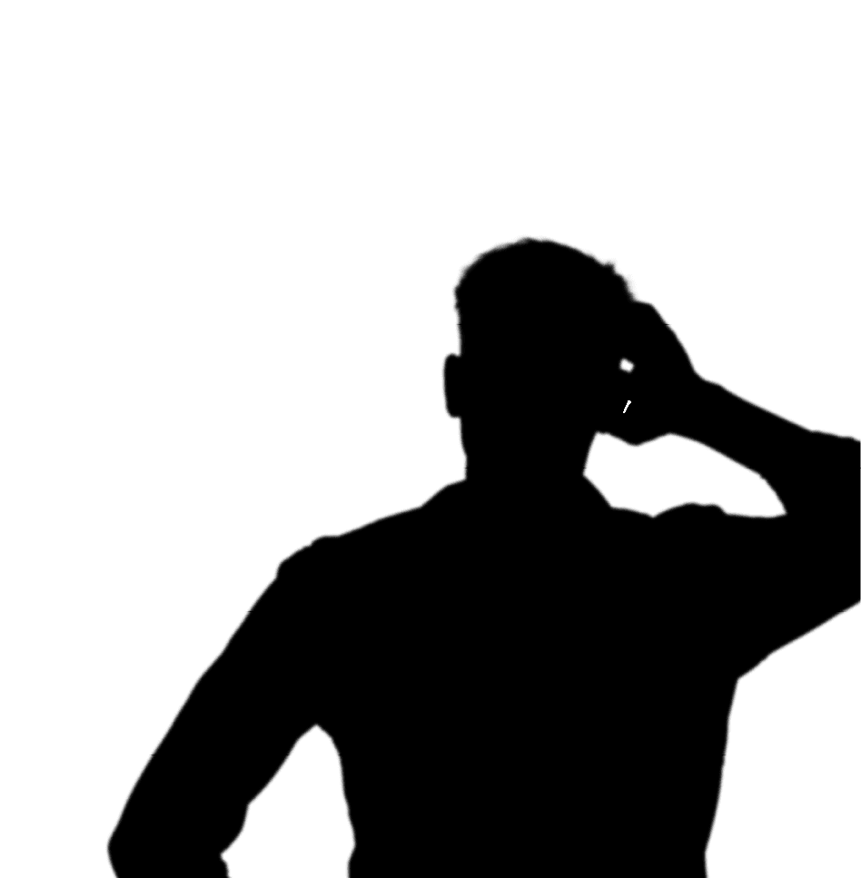 young handsome man feeling clueless and confused, thinking a solution, with hand on hip and other on head, rear view