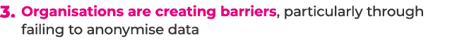 3. Organisations are creating barriers, particularly through failing to anonymise data