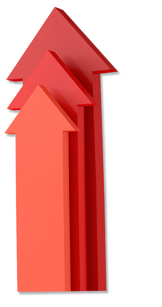 Shopping cart trolly with red inflation arrow. Cost of living crisis. Price of food shopping. 3D Rendering. 3D Illustration