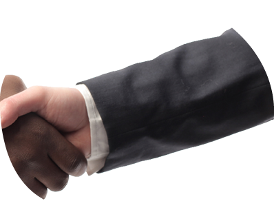 African businessman's hand shaking white businessman's hand