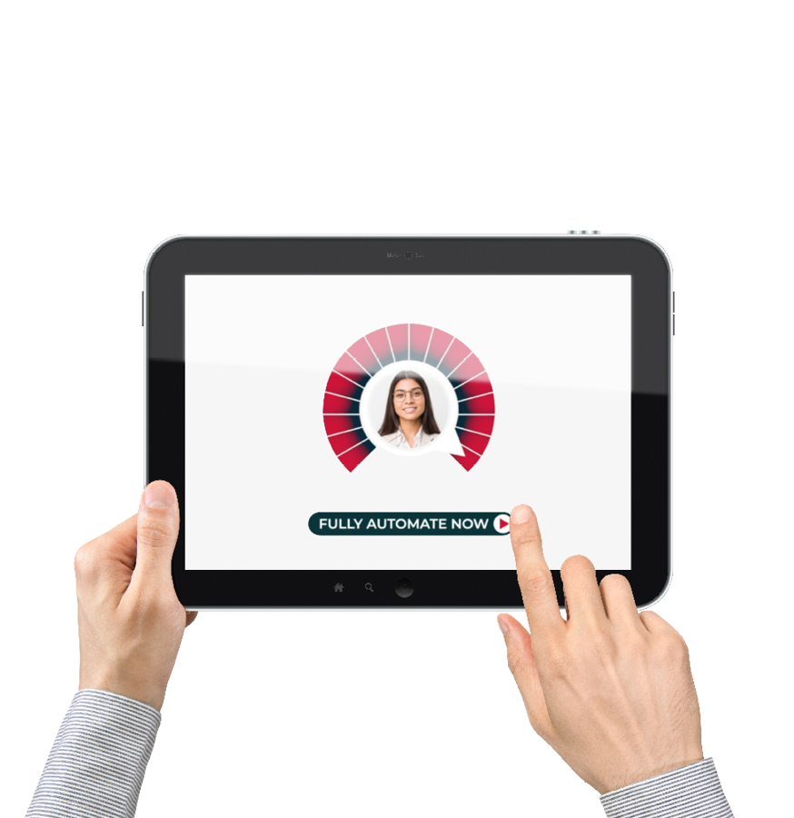 Businessman hands are holding and point on touch screen device. Isolated on white.