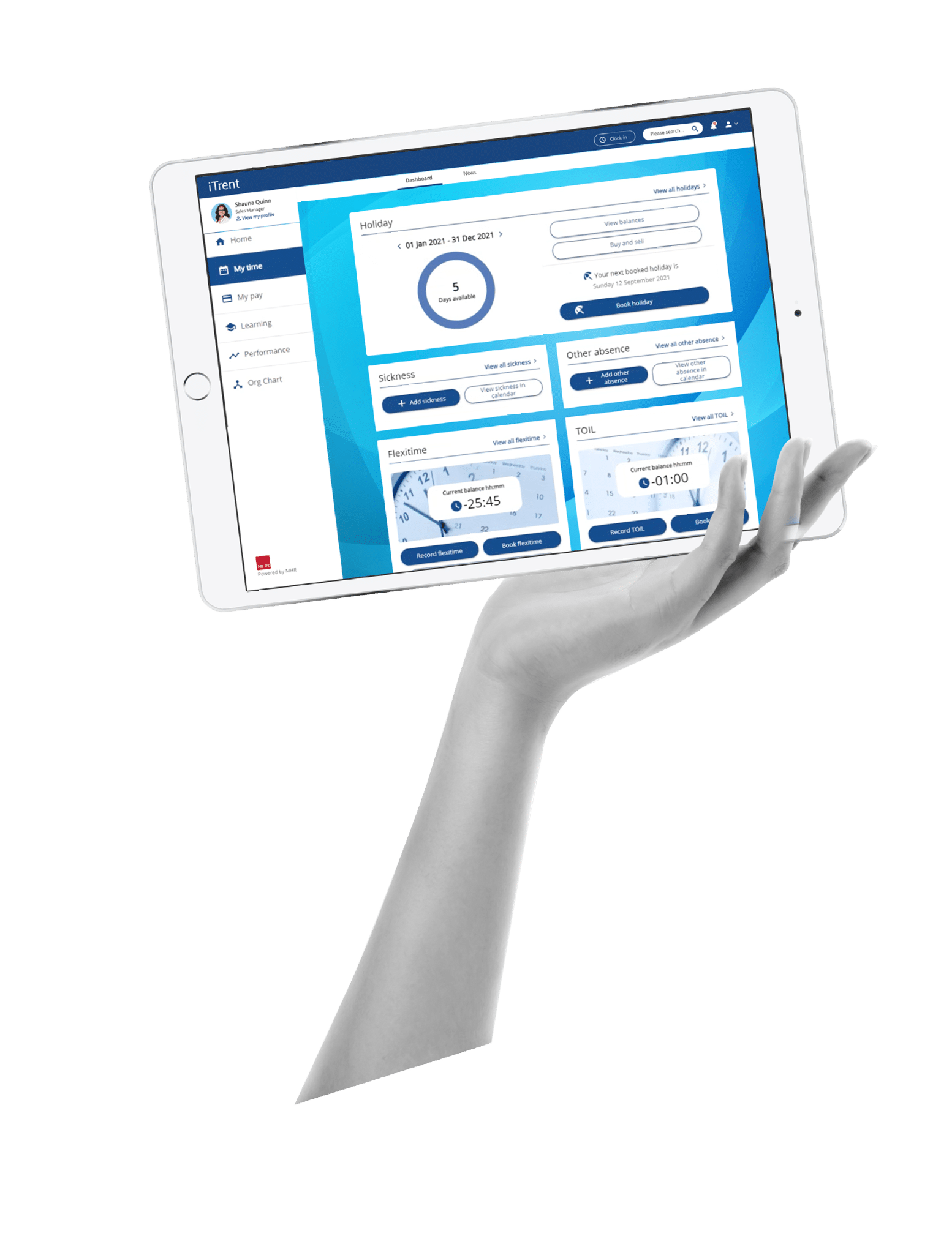 Young woman hand isolated on white background 