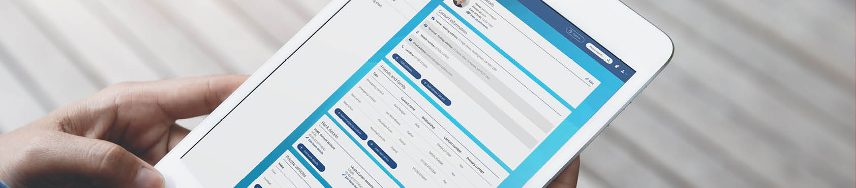 close-up hand hold digital tablet blank screen