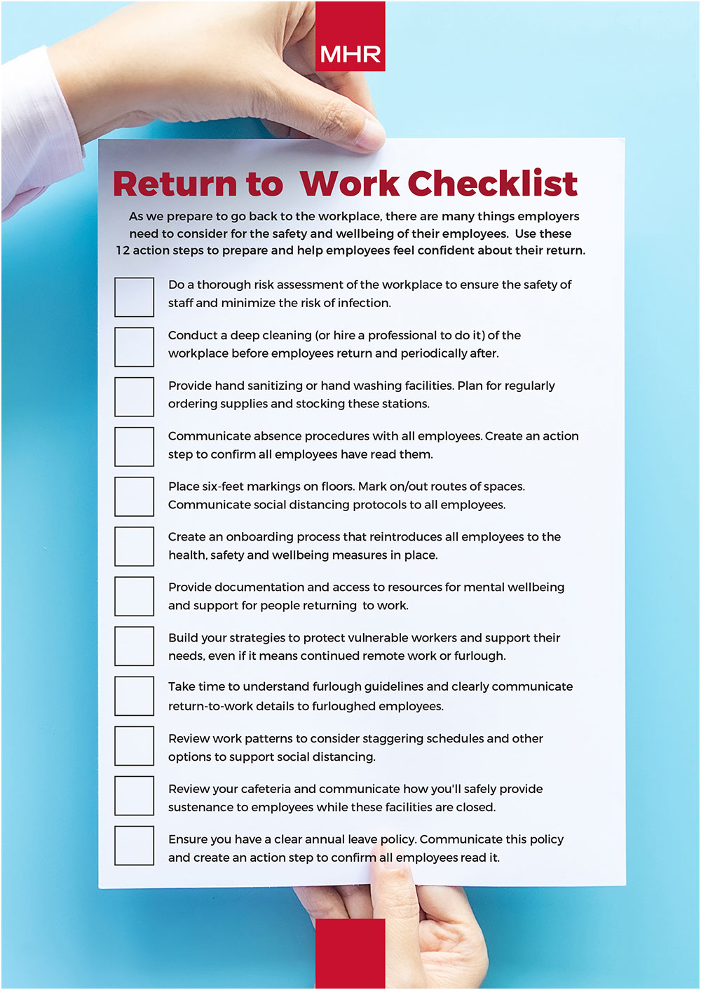How to Prepare Return to Work Checklist MHR