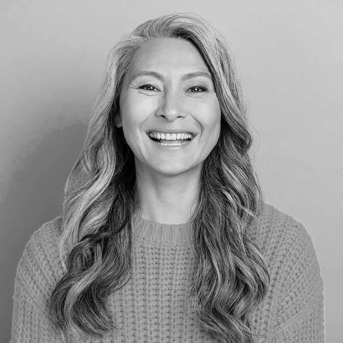 Portrait of attractive cheerful glad grey-haired woman laughing funny joke isolated over bright teal turquoise color background