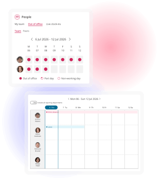 Team leave management dashboard with out-of-office calendar