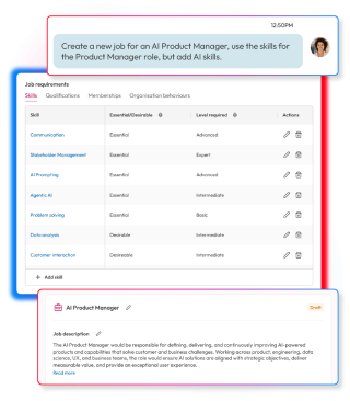 People First AI creating an AI Product Manager role by combining product management requirements with AI skills and generating a job description.