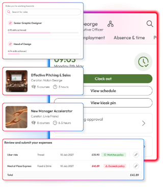 People First employee experience combining career development, recommended learning, time and attendance, and expense management