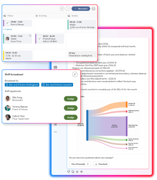 People First combining workforce scheduling and shift cover with an AI-generated explanation of an employee’s payslip