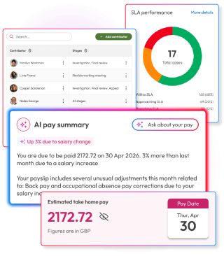 People First combining case management and SLA performance with an AI-generated employee pay summary
