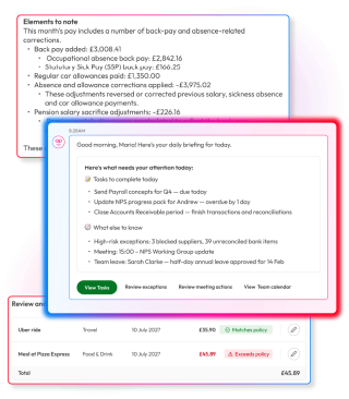 Screens demonstrating payroll capabilities within People First platform