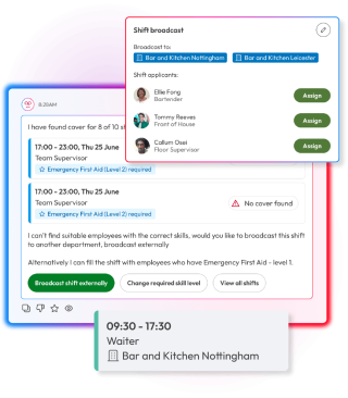 People First AI finding cover for available shifts and suggesting suitable employees based on required skills