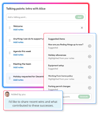 Screens demonstrating Performance Management  capabilities in People First