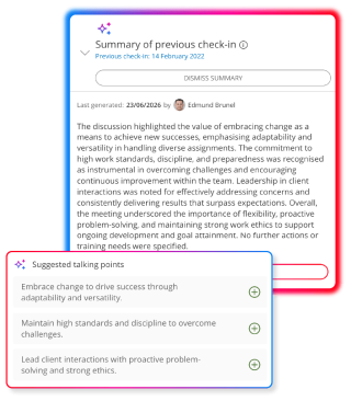Screens demonstrating Performance Management  capabilities in People First