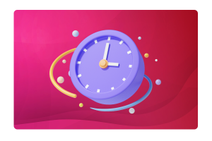 Purple clock on a pink background