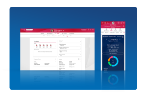 People First real-time payroll shown on a desktop and mobile screen
