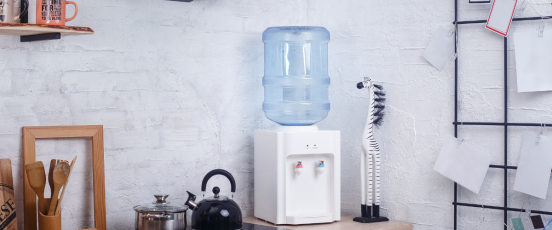 Empty water cooler in modern office