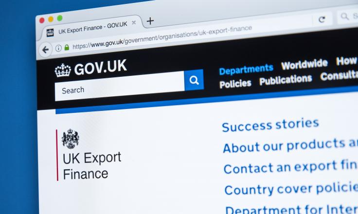 UK Export Finance page on the UK government website