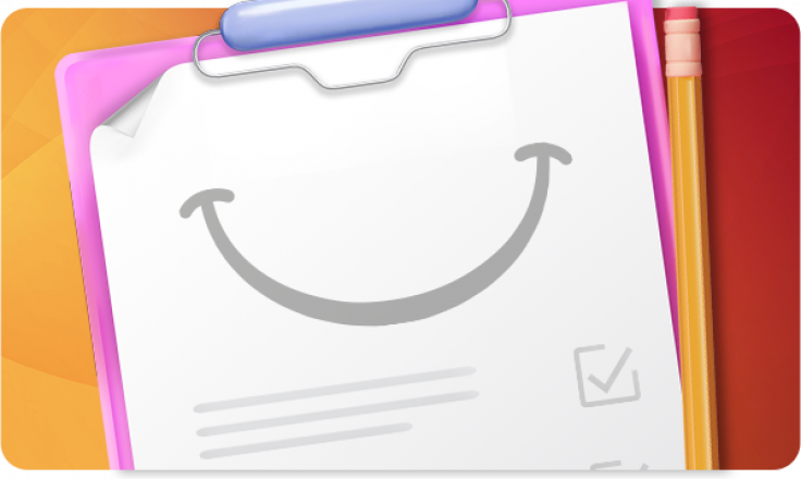 Clipboard with smiley face