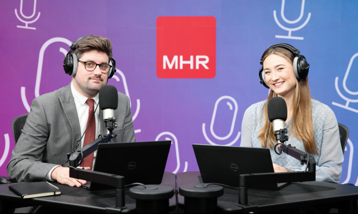 Hosts of the MHR Podcast Andy and Alice recording episode 46
