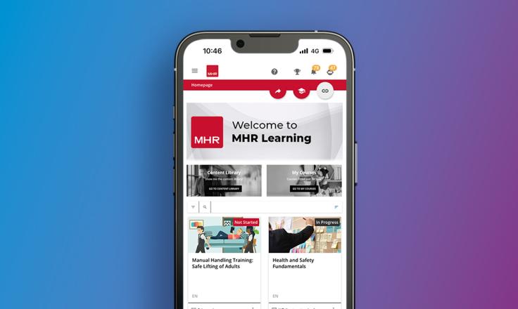 A mobile with mhr learning displaying, indicating hr led learning.