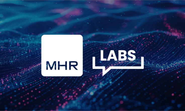 The MHR labs logo on a colourful background.