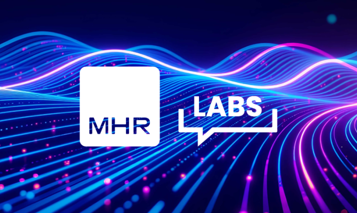 The MHR labs logo on a colourful background.