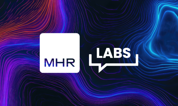The MHR labs logo on a colourful background.