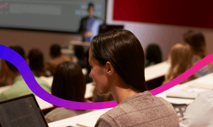 University students in a lecture theatre