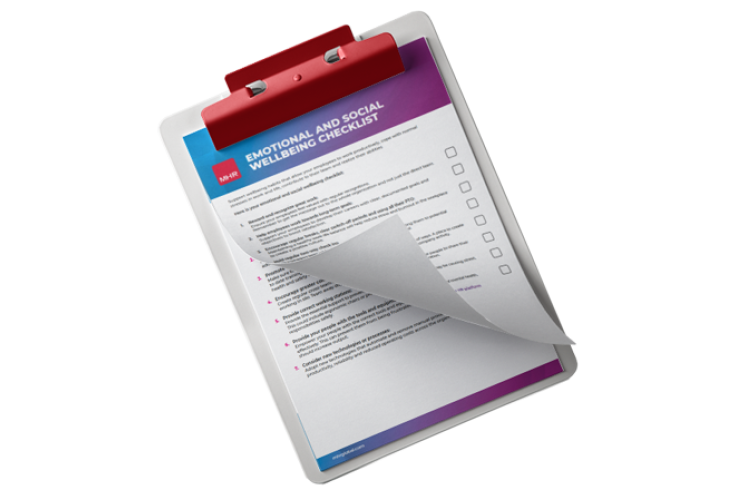 Employee wellbeing checklist pack on a clipboard