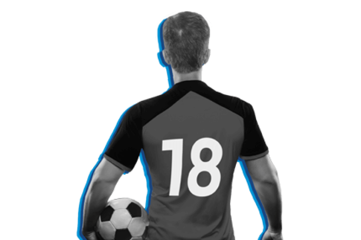 Footballer with number 18 on the back of his shirt