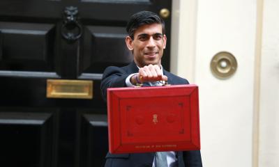 Chancellor of the Exchequer Rishi Sunak, holding the Budget