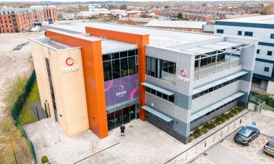 Drone image of Torus offices in St Helens