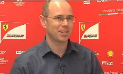 Neil Martin being interviewed during his time as Head of Strategy for Scuderia Ferrari F1 team