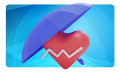 A heart being shielded by an umbrella.