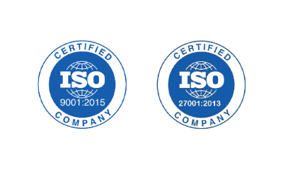 ISO 27001 and 9001 certification logos
