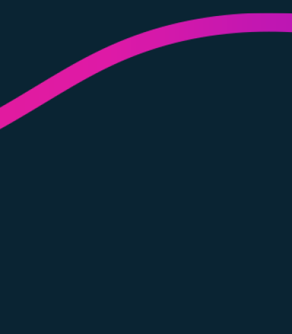 abstract swish line in gradient colouring from pink to blue on a dark blue background