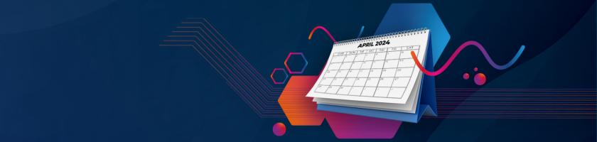 Calendar showing April 2024, the month organisations have to be IFRS 16 compliant. 