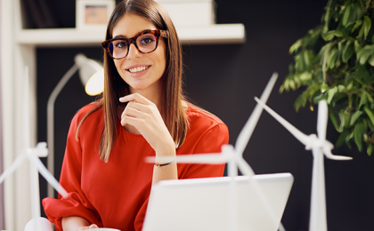 Portrait of a woman working in a modern office