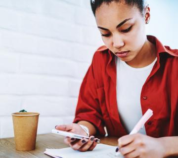Women making notes