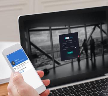 iTrent Shield MFA on a mobile and laptop