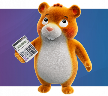 Harriet the hamster holding a calculator, showing how manual finance processes can be