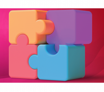3D jigsaw pieces fitting together, representing our software integration service
