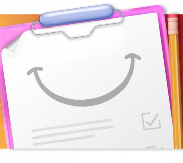 Clipboard with smiley face