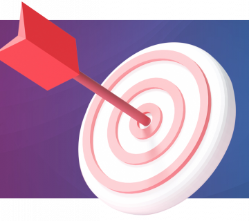 Arrow in the bullseye showing learning goals hit.