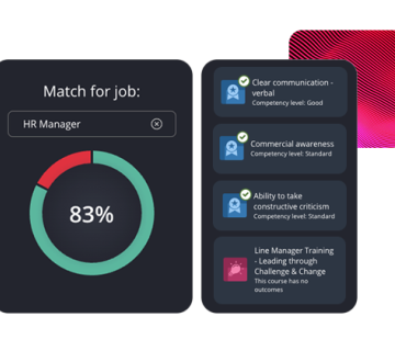 People First skills and talent manager, showing match for job, percentage, and skills.