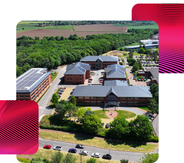 Drone shot of MHR Global's sustainable technology campus